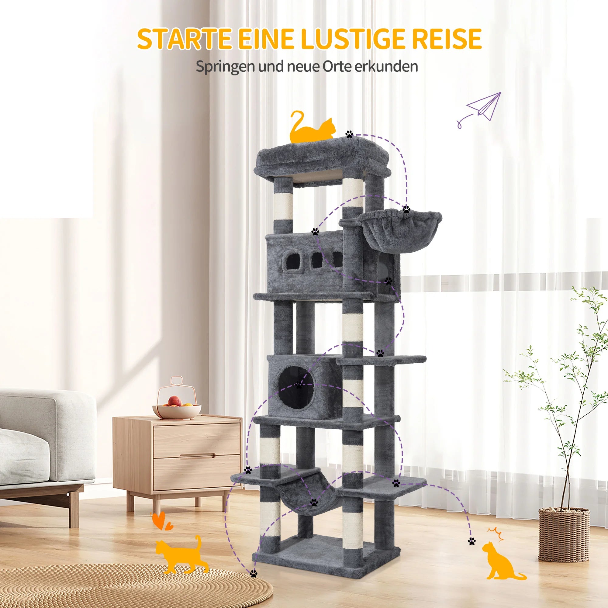 Arbre à Chat Multi-Chats 170cm