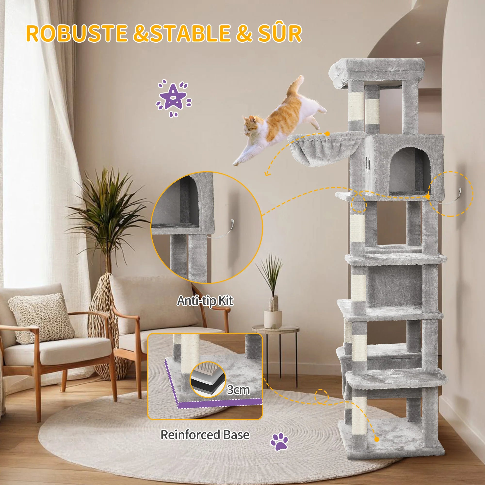 Arbre à Chat Multi-Chats 170cm