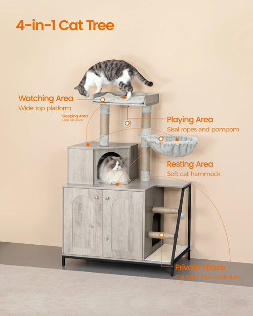 Arbre à Chat avec Meuble à Litière | Confort & Discretion