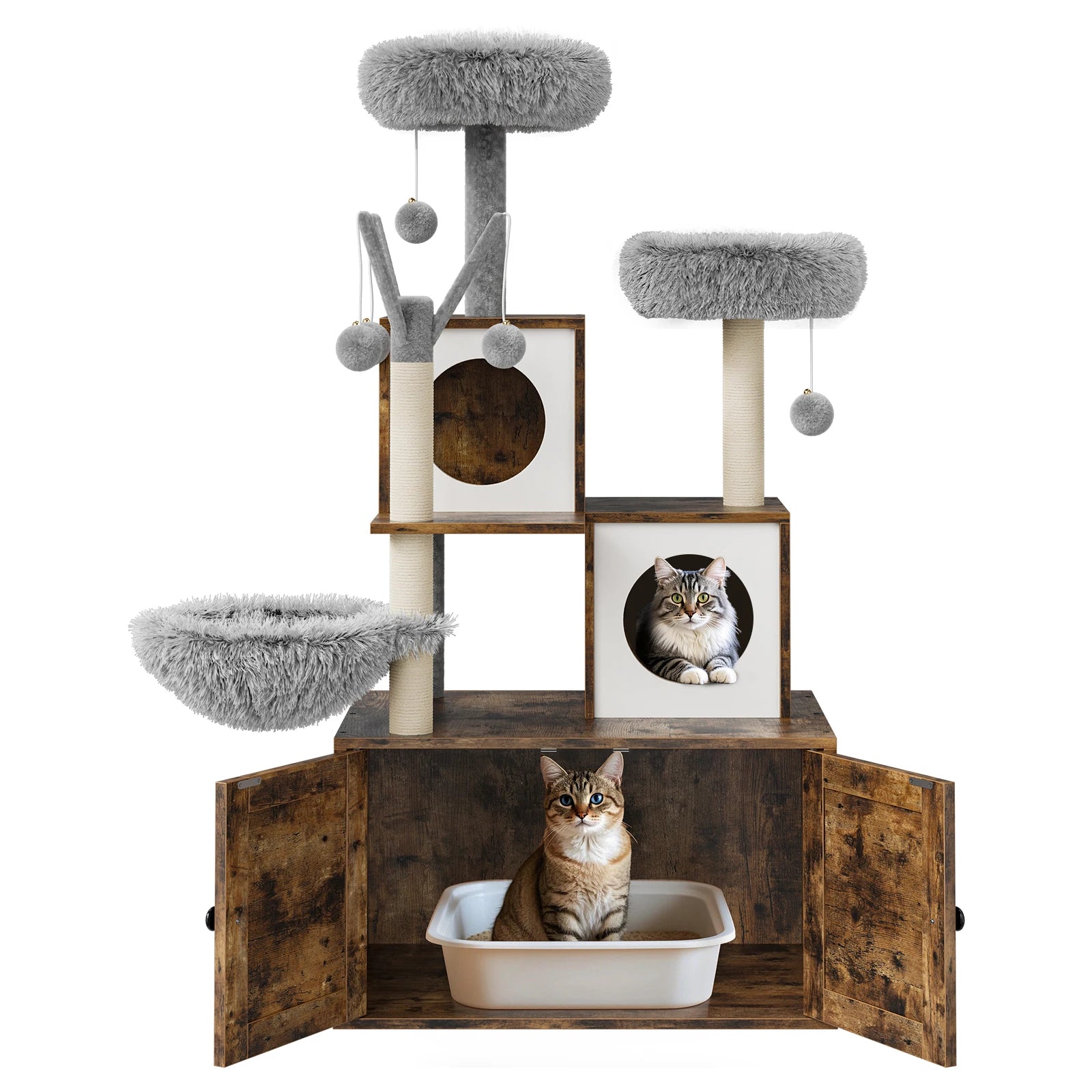 Arbre à Chat avec Meuble à Litière Simple