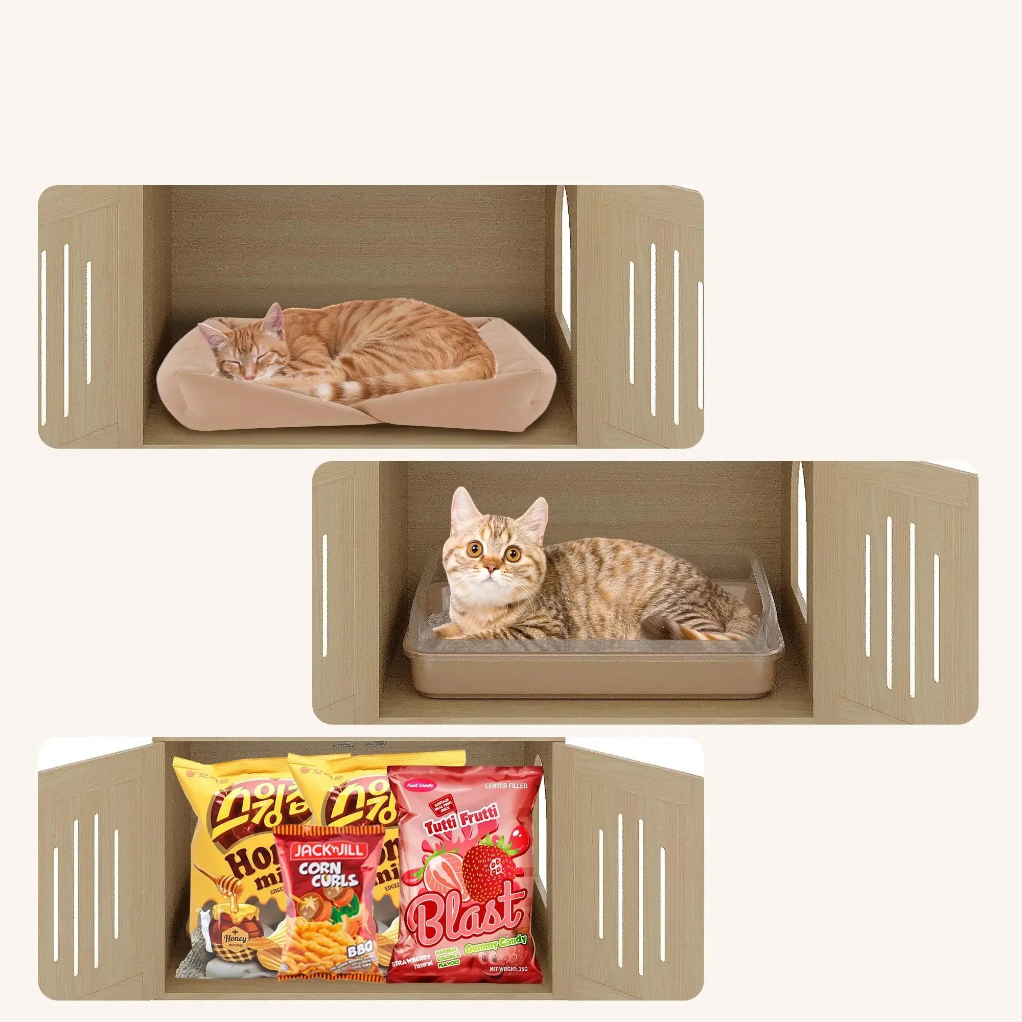 Arbre à chat avec meuble à litière | Beige