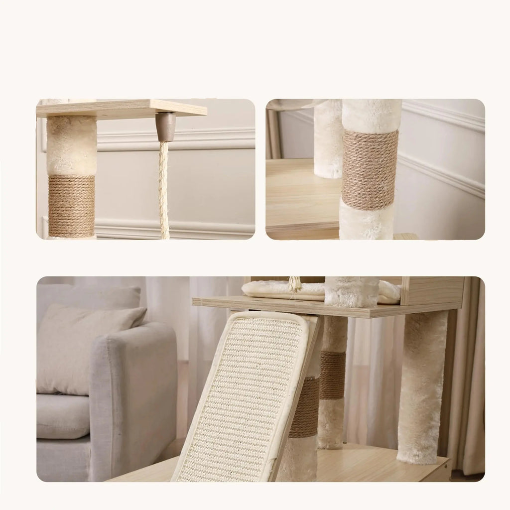 Arbre à chat avec meuble à litière | Beige