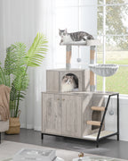 Arbre à chat compact avec meuble à litière