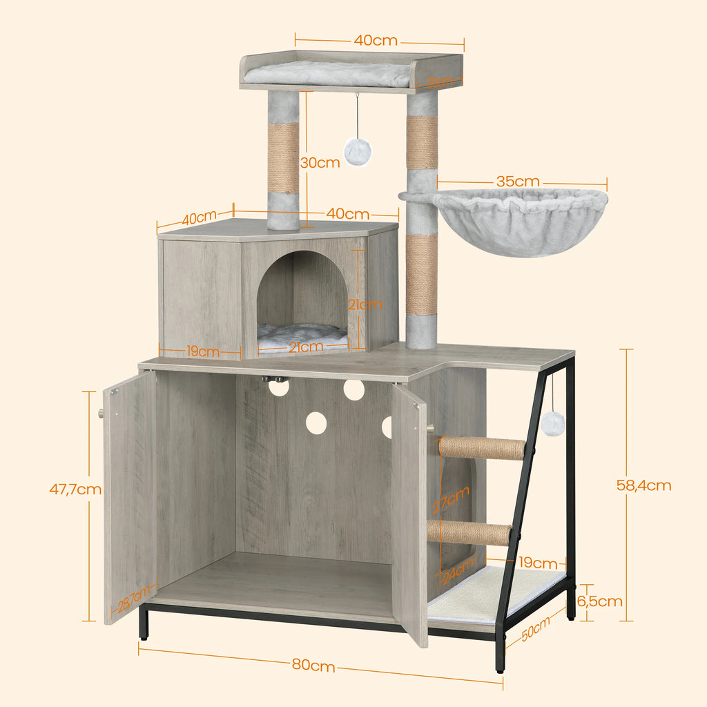 Arbre à chat compact avec meuble à litière