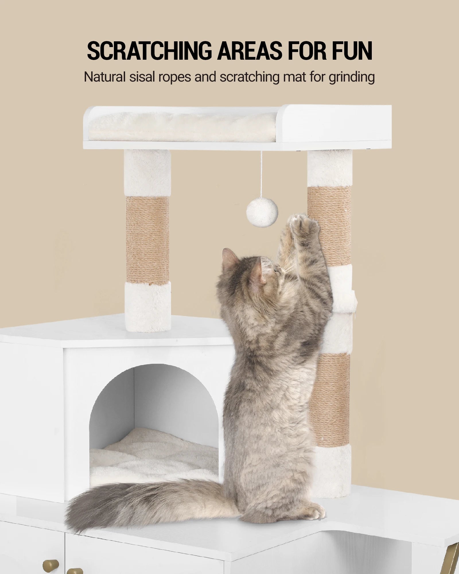 Arbre à Chat avec Meuble à Litière | Confort & Discretion