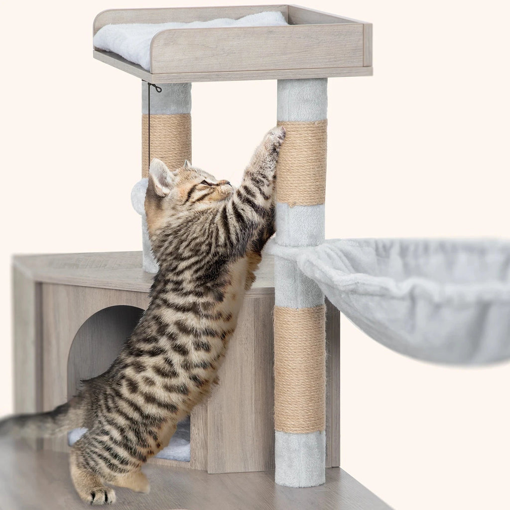 Arbre à chat compact avec meuble à litière