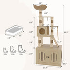 Arbre à chat avec meuble à litière | Beige