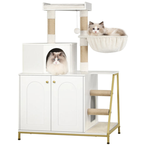 Arbre à chat compact avec meuble à litière
