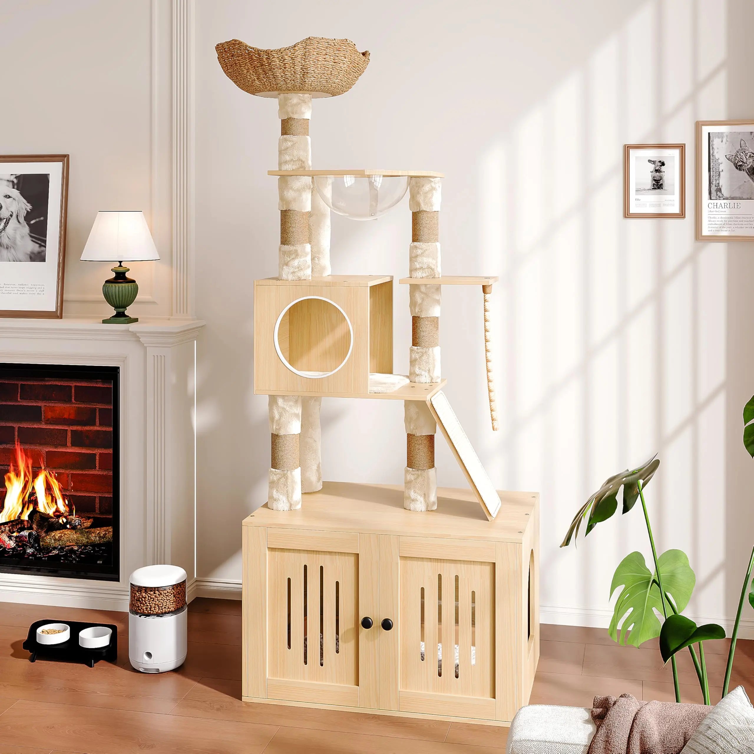 Arbre à Chat avec Meuble à Litière | Beige