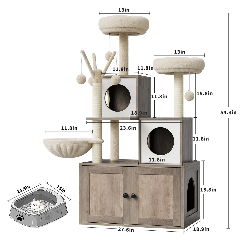 Arbre à chat avec meuble à litière confort