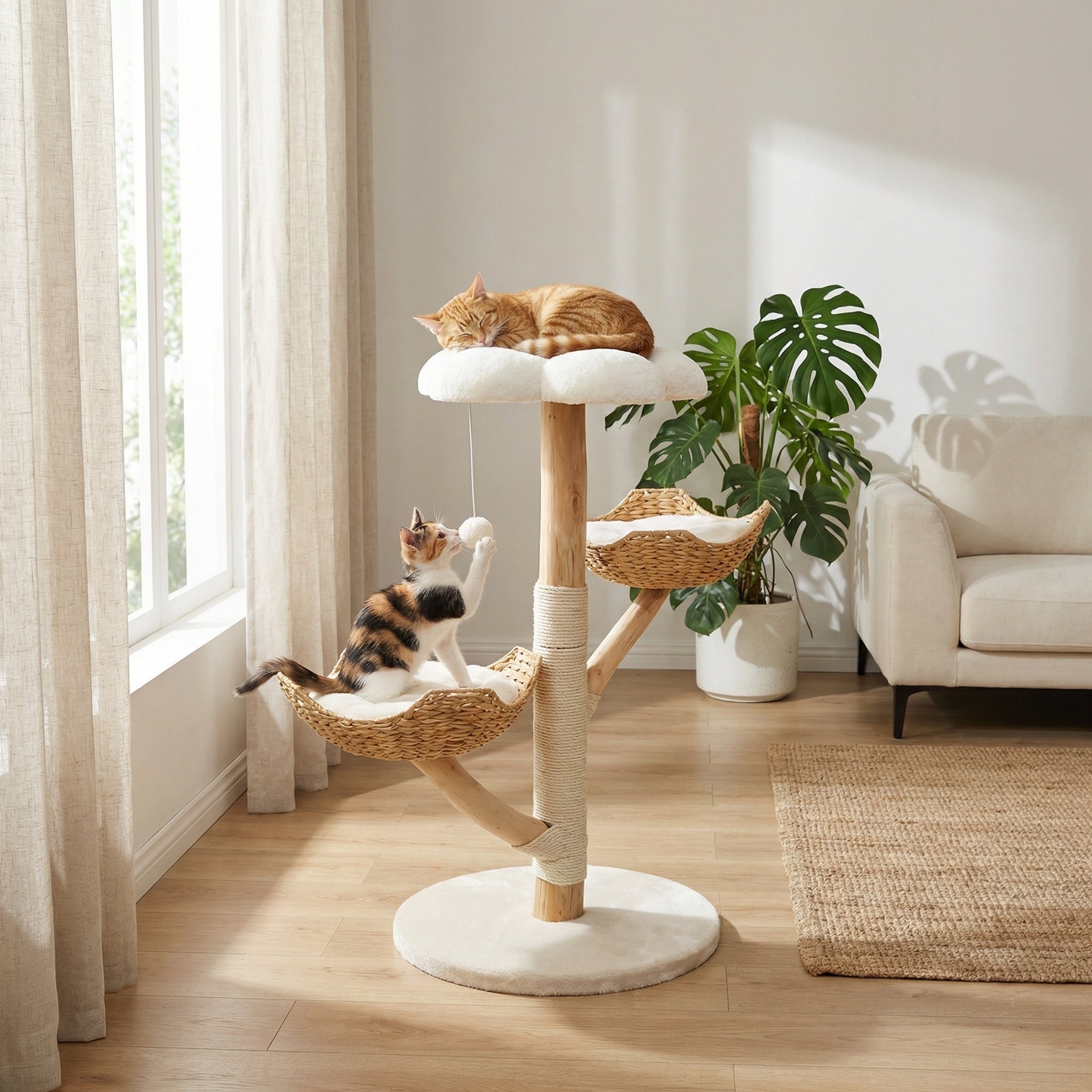 Arbre à chat en bois massif - 110cm