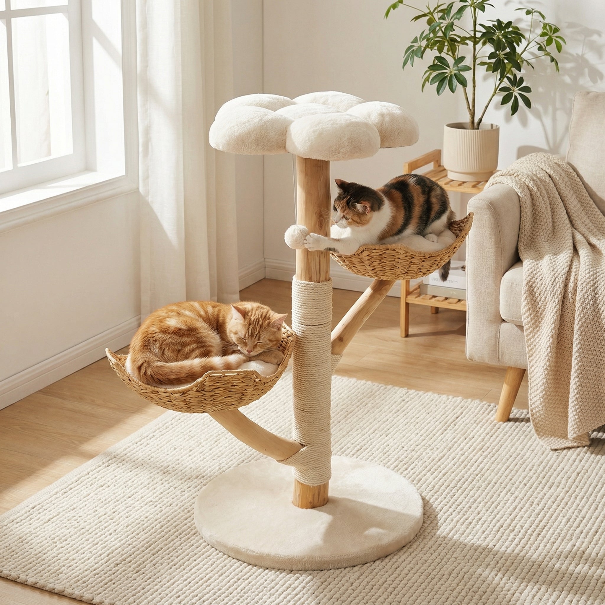 Arbre à chat en bois massif - 110cm
